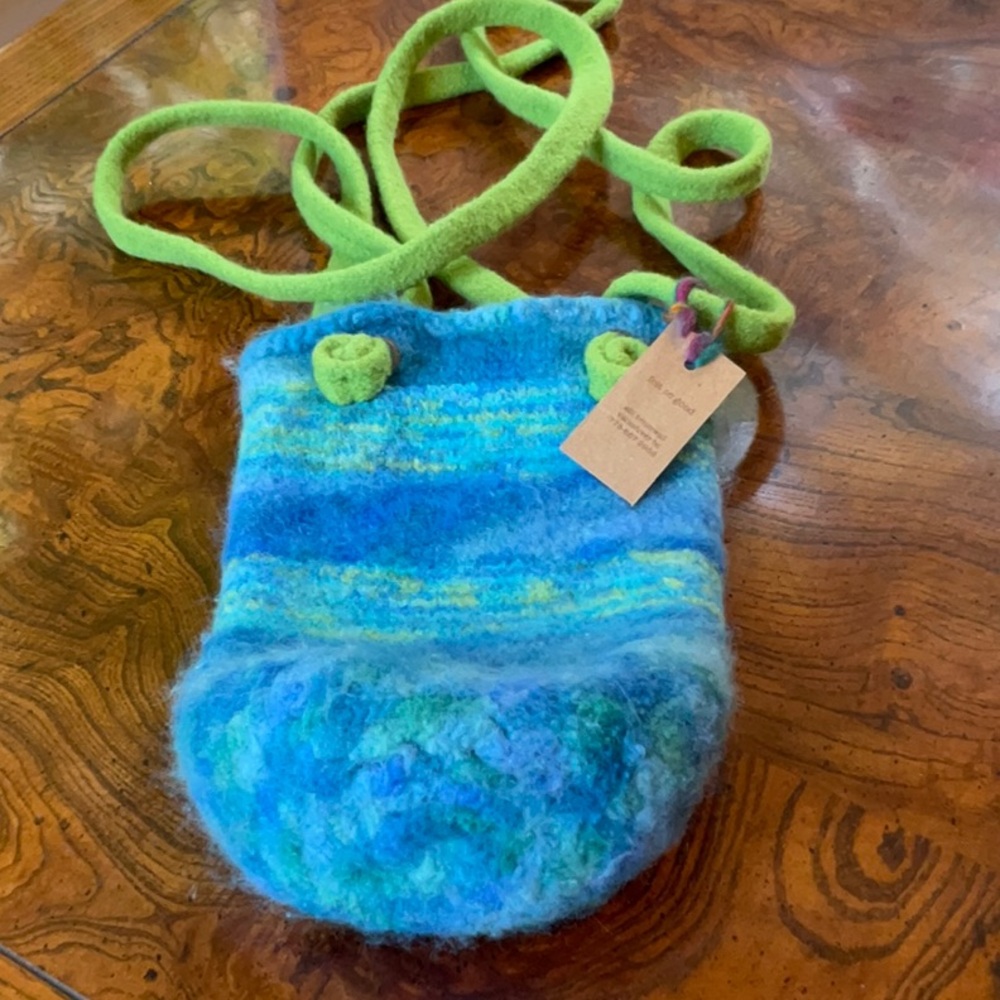 Handmade Blue and Green Felted Bag